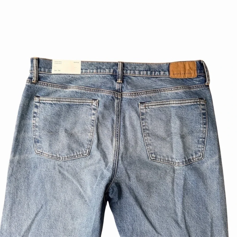 American Eagle Men's EasyFlex Jeans 36x36 Light Wash Straight Taper‎ Blue